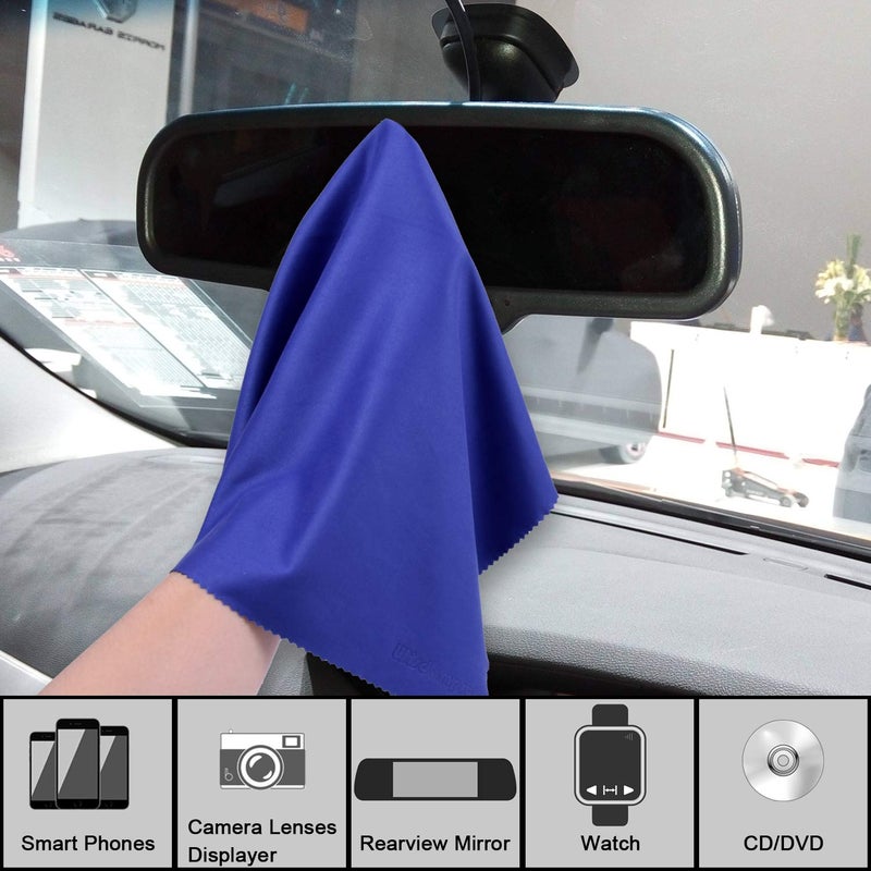 Wisdompro Extra Large 4-Pack Microfiber Cleaning Cloth For Laptop, LCD TV, Computer Screen, Monitor, Tablet, Camera Lens, Glass, Lenses, Phone, iPhone, iPad, other Delicate Surface - Blue (16x16 Inch) - Image 3
